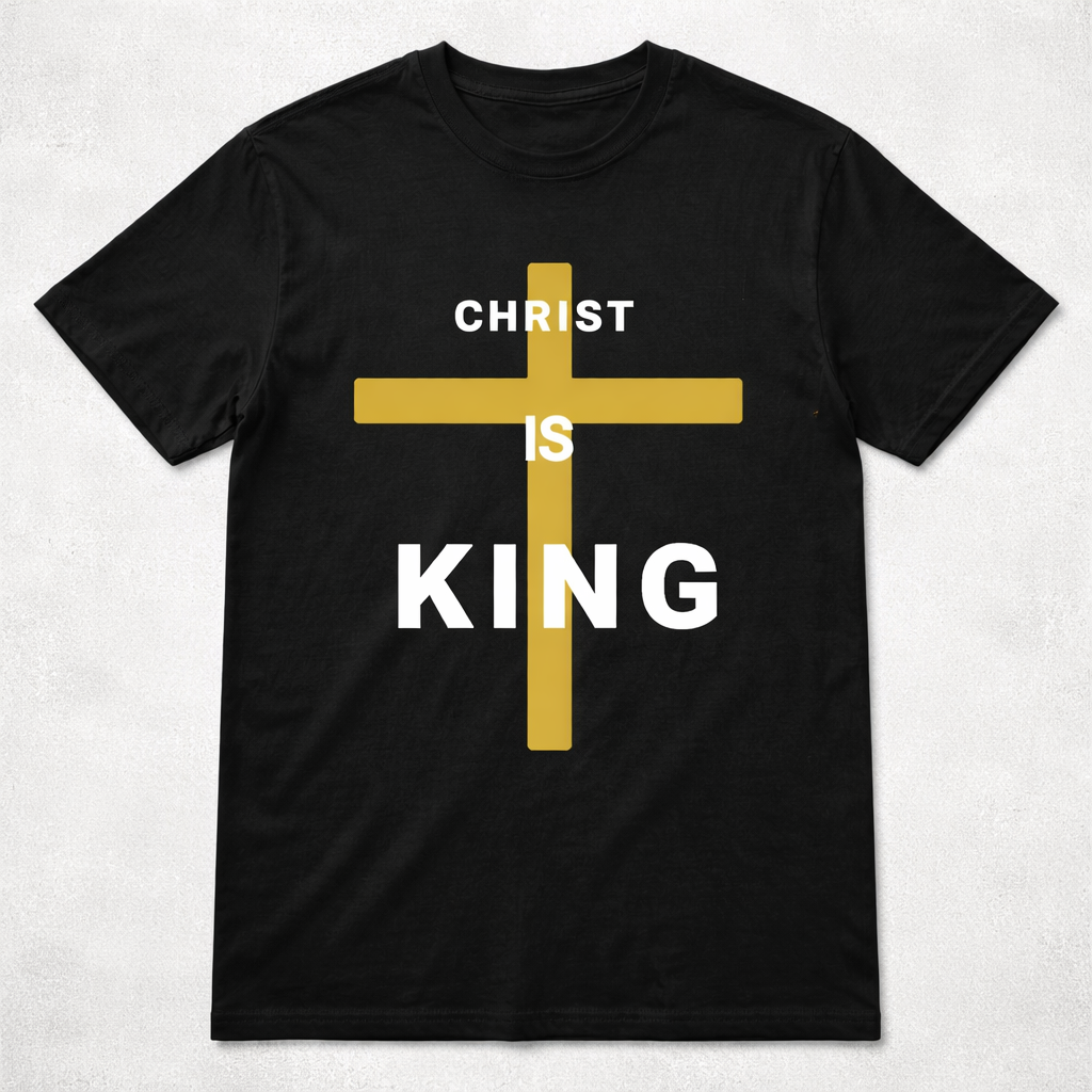 Christ Is King Digital Download – Minimalist Christian Wall Art Print | Modern Gold Cross Bible Artwork