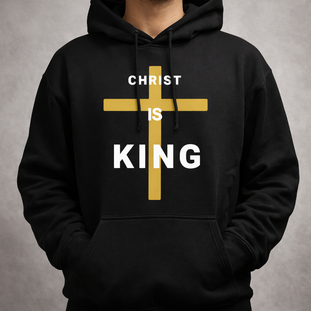 Christ Is King Digital Download – Minimalist Christian Wall Art Print | Modern Gold Cross Bible Artwork