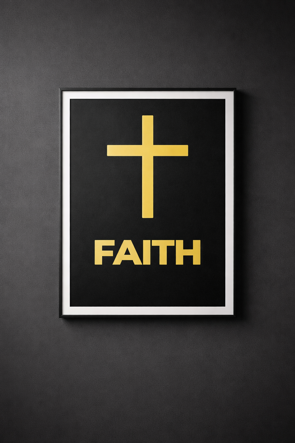 Christian Cross Wall Art – Minimalist Gold Cross Faith Print | Modern Christian Decor