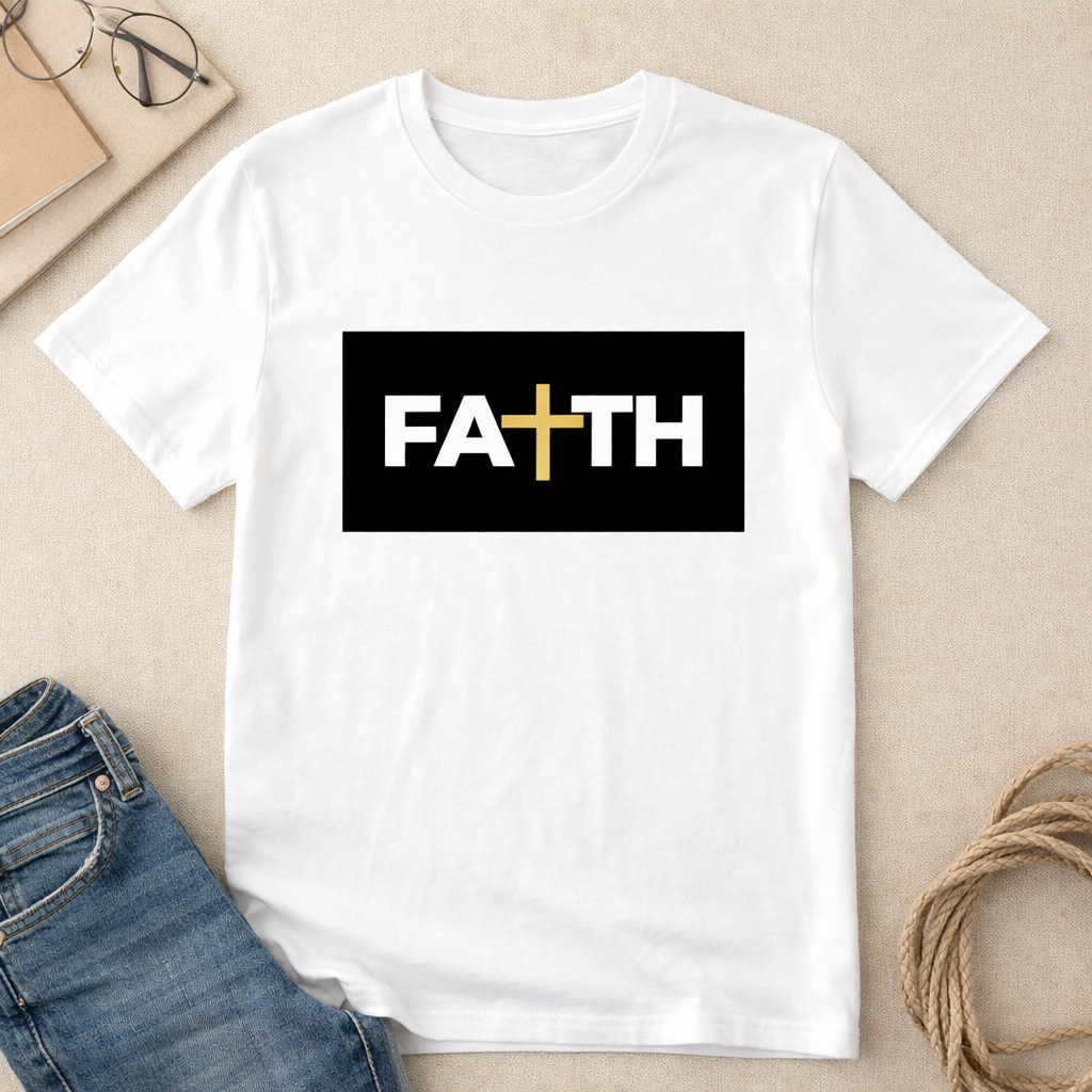 FAITH Cross Christian T-Shirt – Minimalist Christian Faith Design