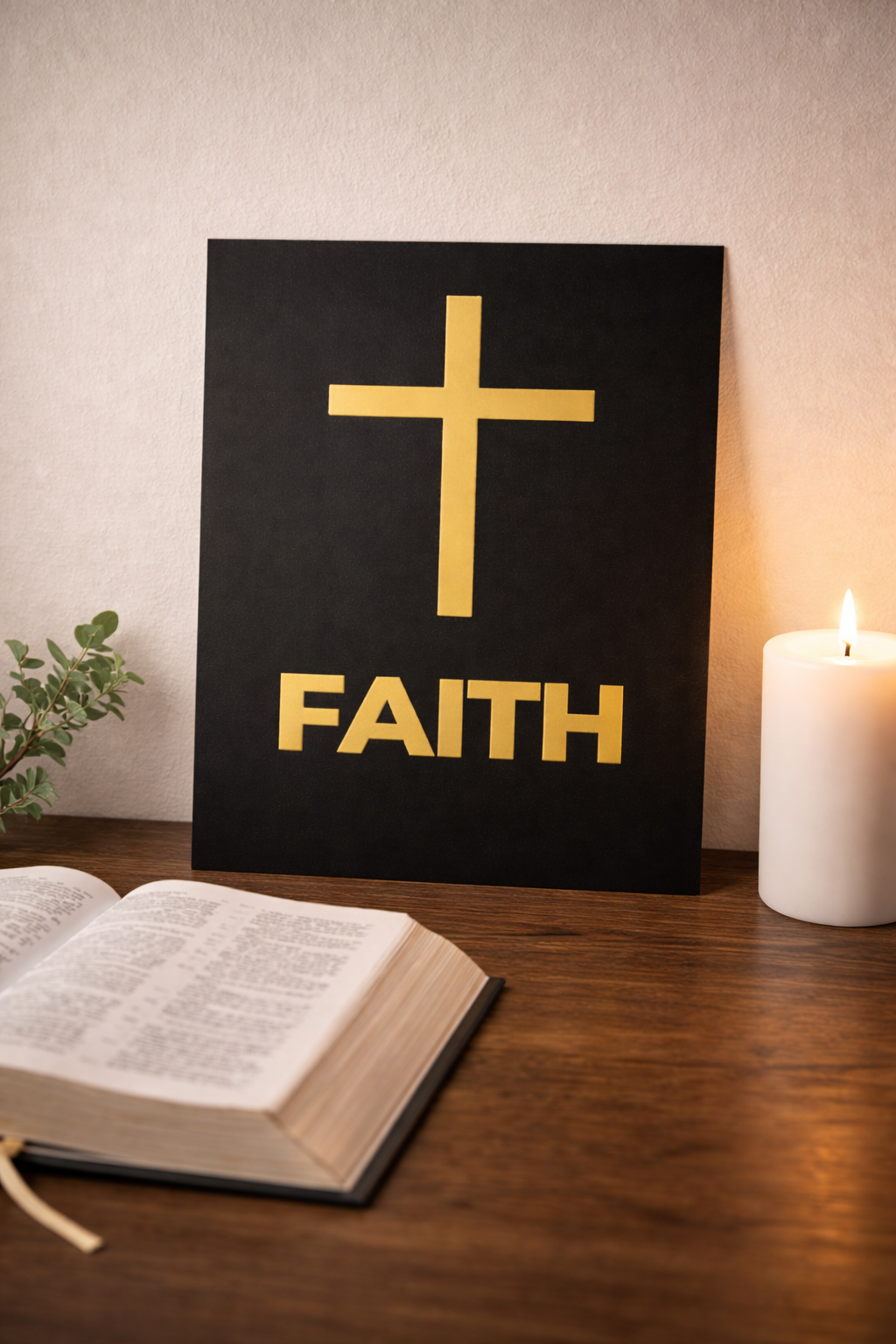 Christian Cross Wall Art – Minimalist Gold Cross Faith Print | Modern Christian Decor