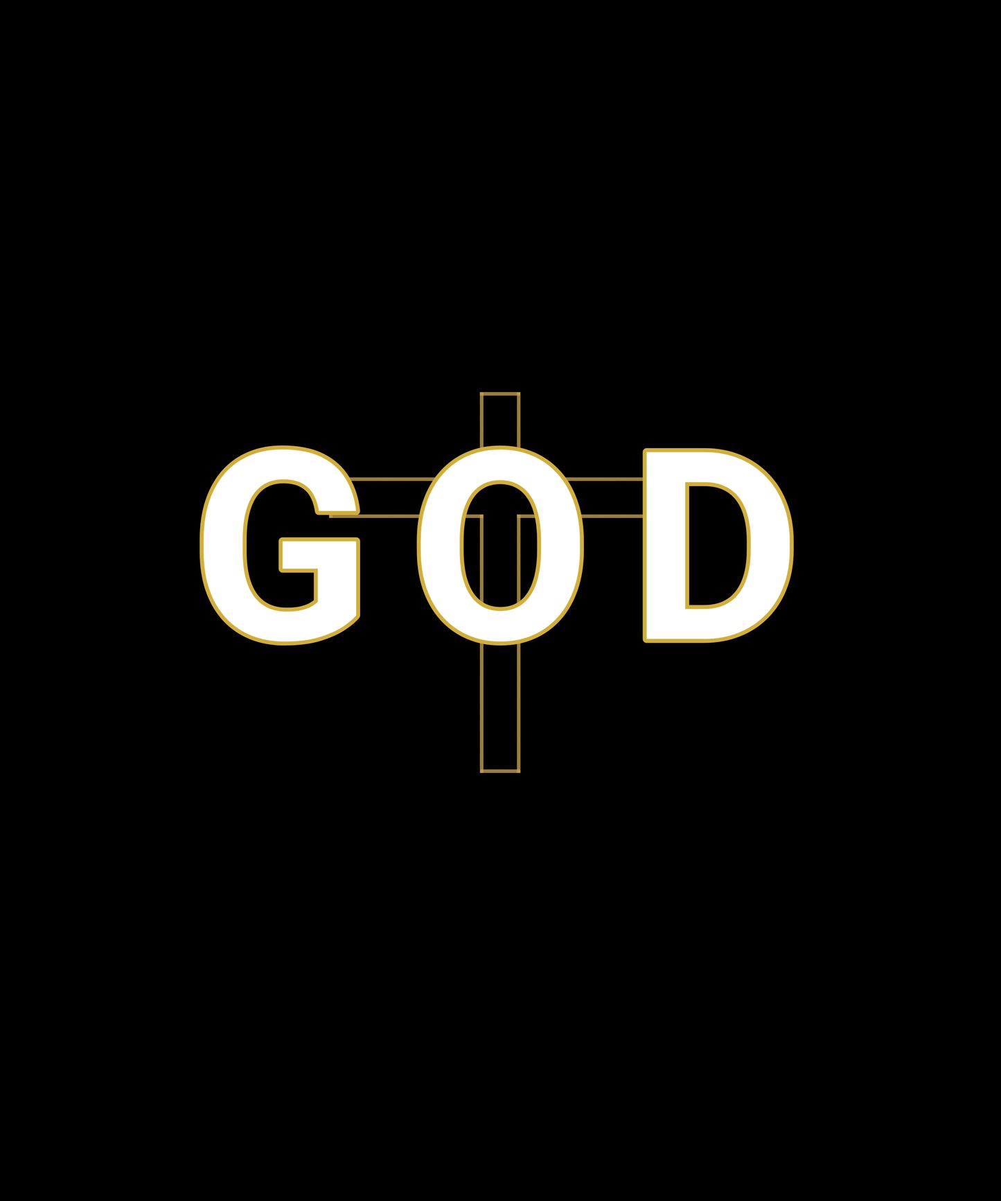 GOD Cross Christian Wall Art Printable – Black and Gold Faith Digital Download (PNG)