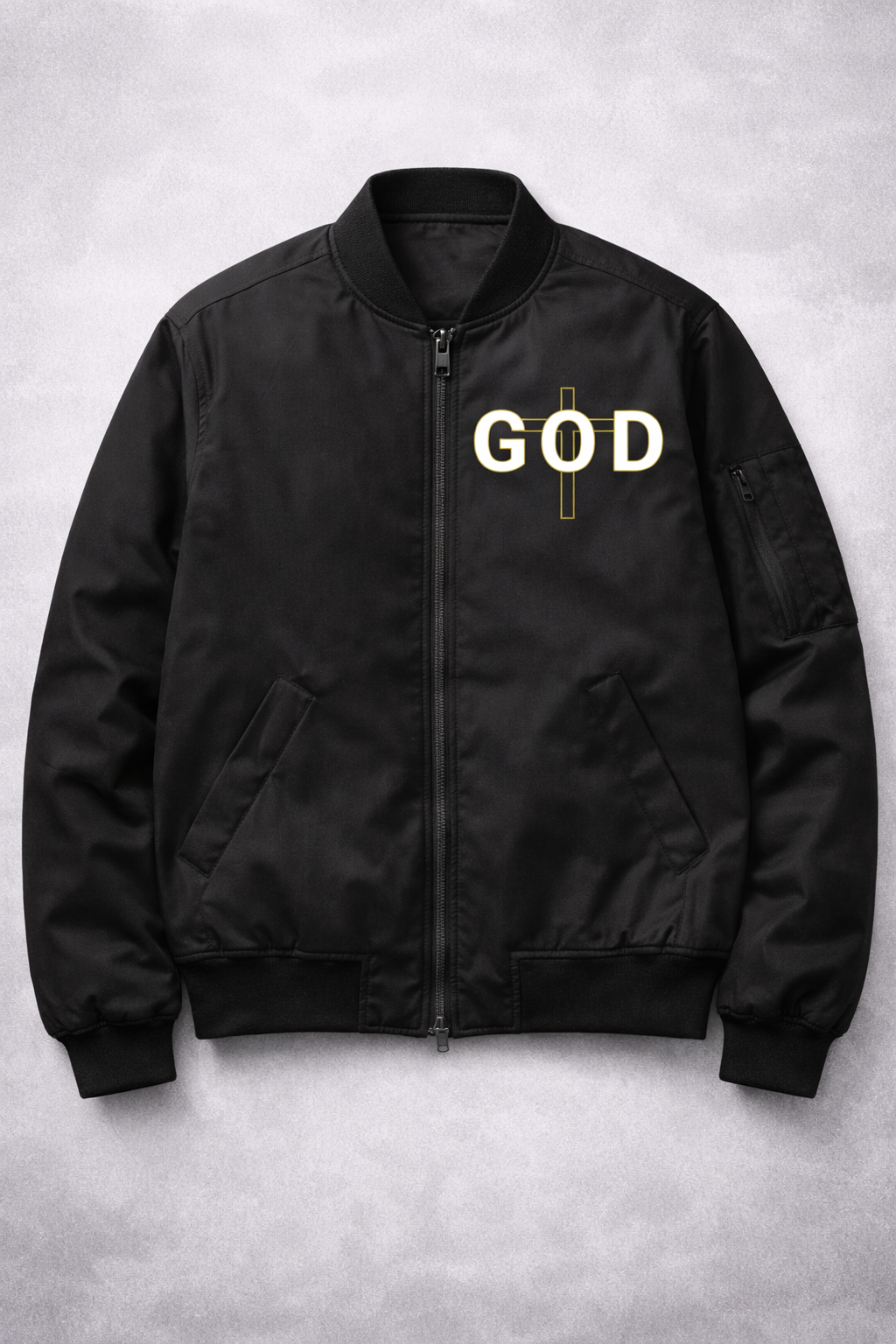 GOD Cross Christian Wall Art Printable – Black and Gold Faith Digital Download (PNG)