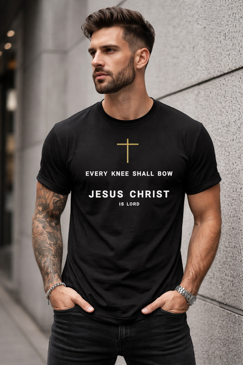 Every Knee Shall Bow – Jesus Christ Is Lord | Christian Wall Art Printable | Philippians 2:10–11 Bible Verse Digital Download