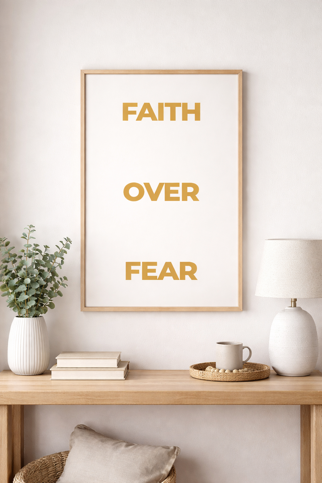Faith Over Fear – Minimal Christian Wall Art | Inspirational Faith Quote Print