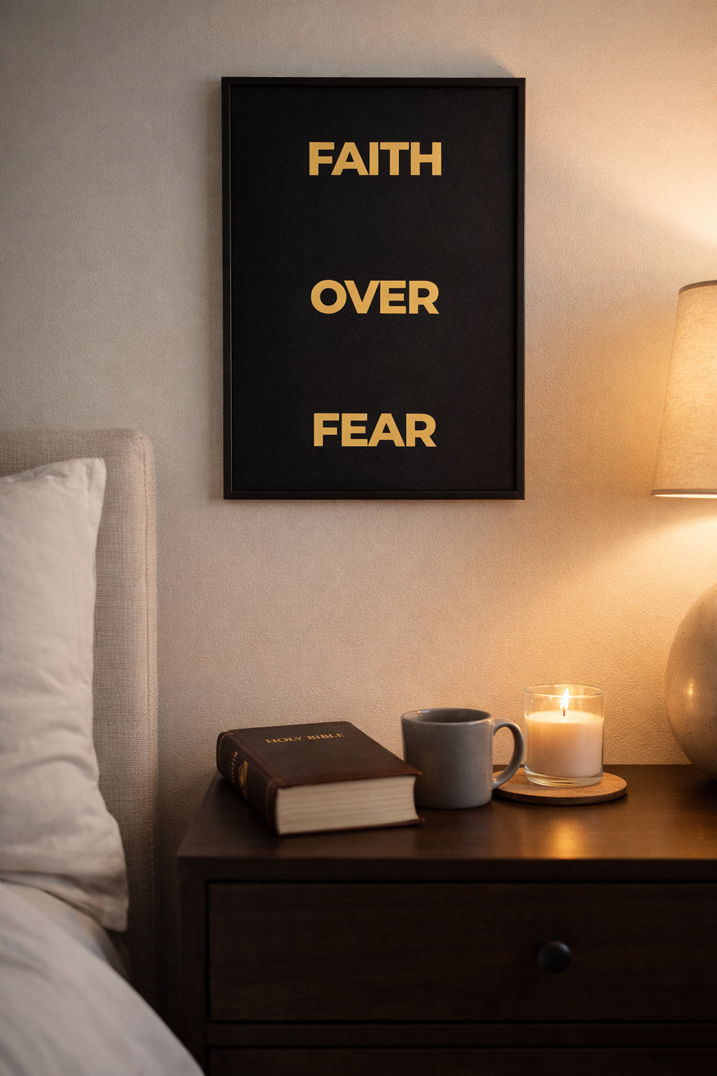 Faith Over Fear – Minimal Christian Wall Art | Inspirational Faith Quote Print