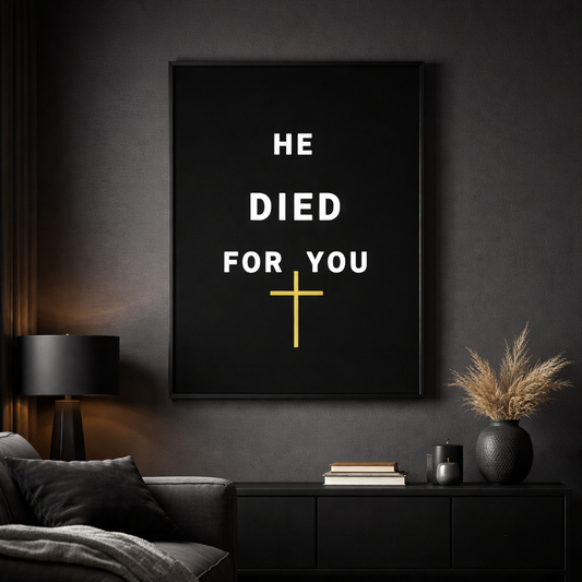 He Died For You Christian Wall Art Printable – Minimalist Cross Faith Digital Download