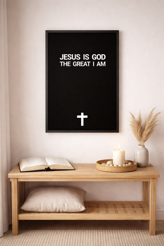 Jesus Is God – The Great I Am | Minimal Christian Wall Art & Faith Typography Design