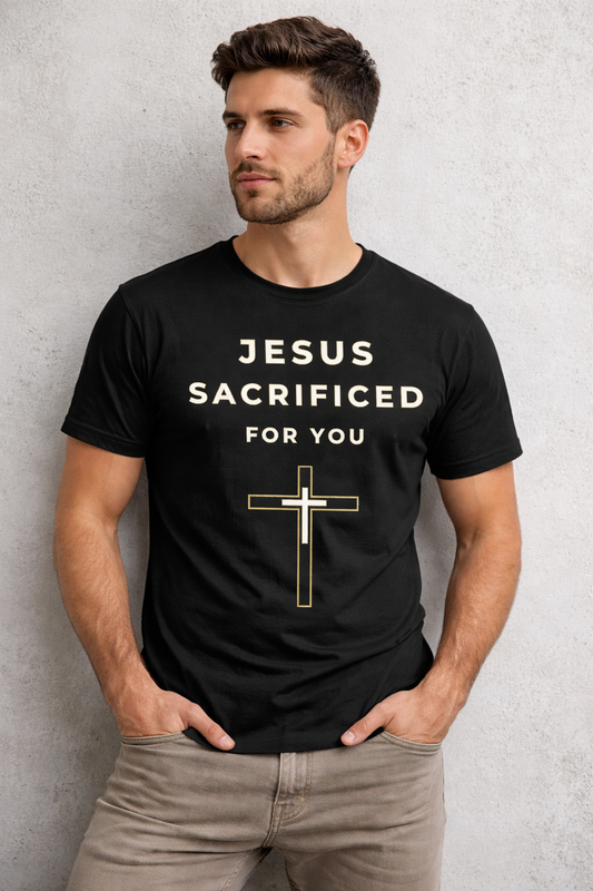 Jesus Sacrificed For You Christian Cross Digital Download – Minimalist Faith Wall Art PNG & JPG