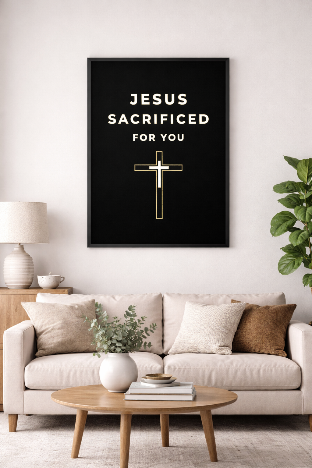 Jesus Sacrificed For You Christian Cross Digital Download – Minimalist Faith Wall Art PNG & JPG