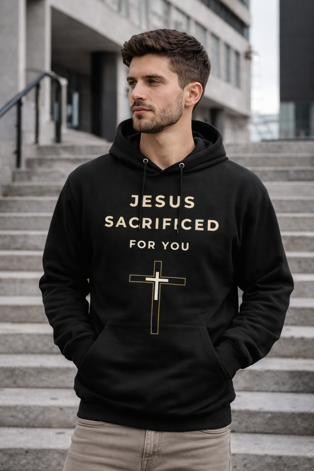 Jesus Sacrificed For You Christian Cross Digital Download – Minimalist Faith Wall Art PNG & JPG