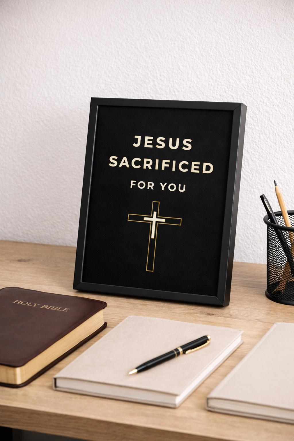 Jesus Sacrificed For You Christian Cross Digital Download – Minimalist Faith Wall Art PNG & JPG