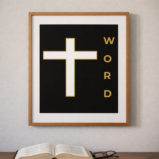 Word of God Christian Cross Wall Art | Minimal Jesus Faith Design